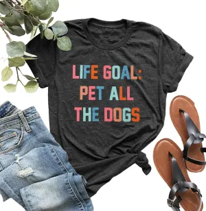 Dog Mom T-Shirt for Women - Pet Lover Shirt With Funny Saying Letter Print - All The Dogs Dog Mama Tee Top