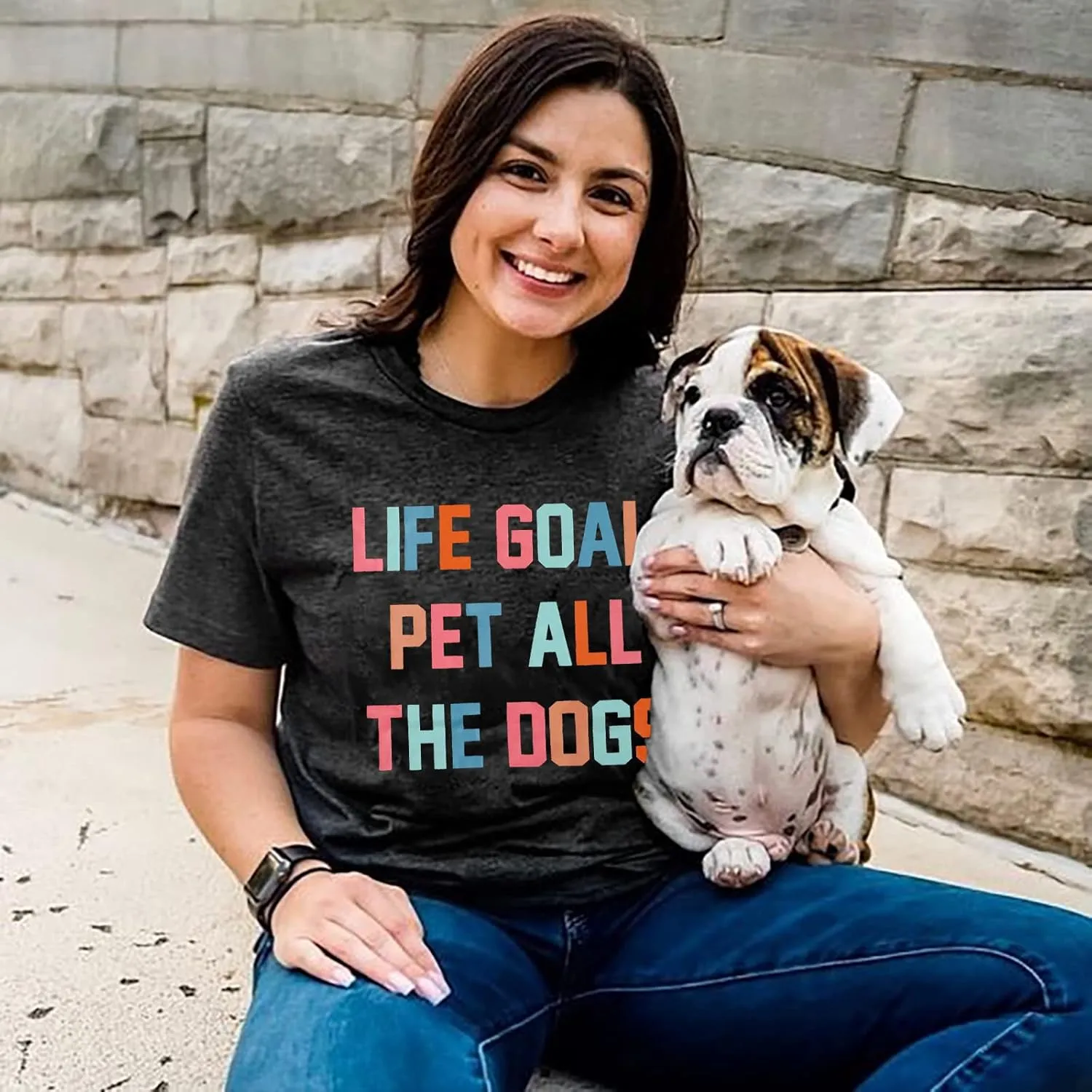 Dog Mom T-Shirt for Women - Pet Lover Shirt With Funny Saying Letter Print - All The Dogs Dog Mama Tee Top