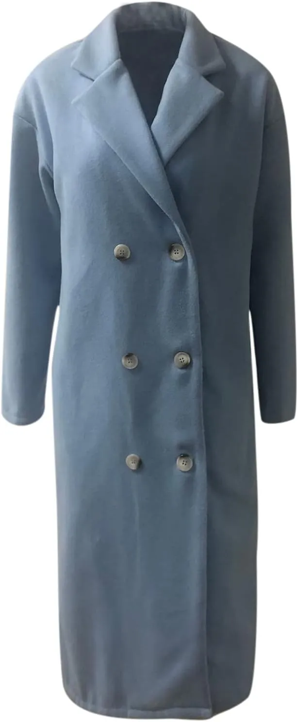 Fall Coats for Women 2024 Winter Peacoat Casual Double Breasted Wool Coat Fashion Elegant Notch Lapel Trench Coats