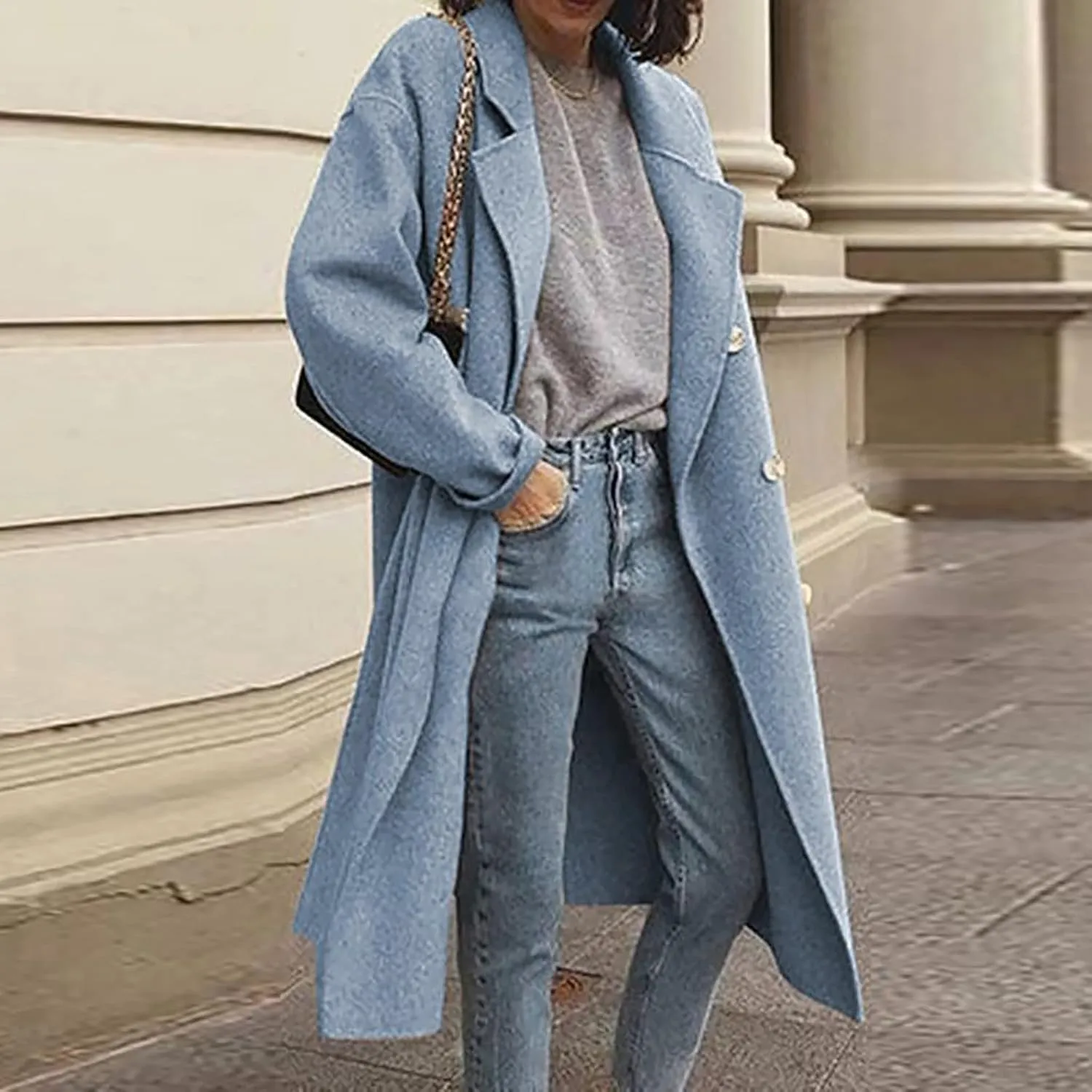 Fall Coats for Women 2024 Winter Peacoat Casual Double Breasted Wool Coat Fashion Elegant Notch Lapel Trench Coats