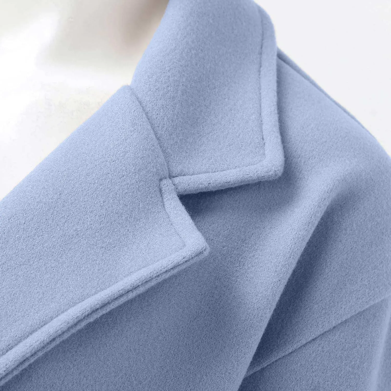 fartey Womens Trench Coat Elegant Lapel Collar Wool Blend Pea Coats Open Front Mid Long Length Office Overcoat Outwear