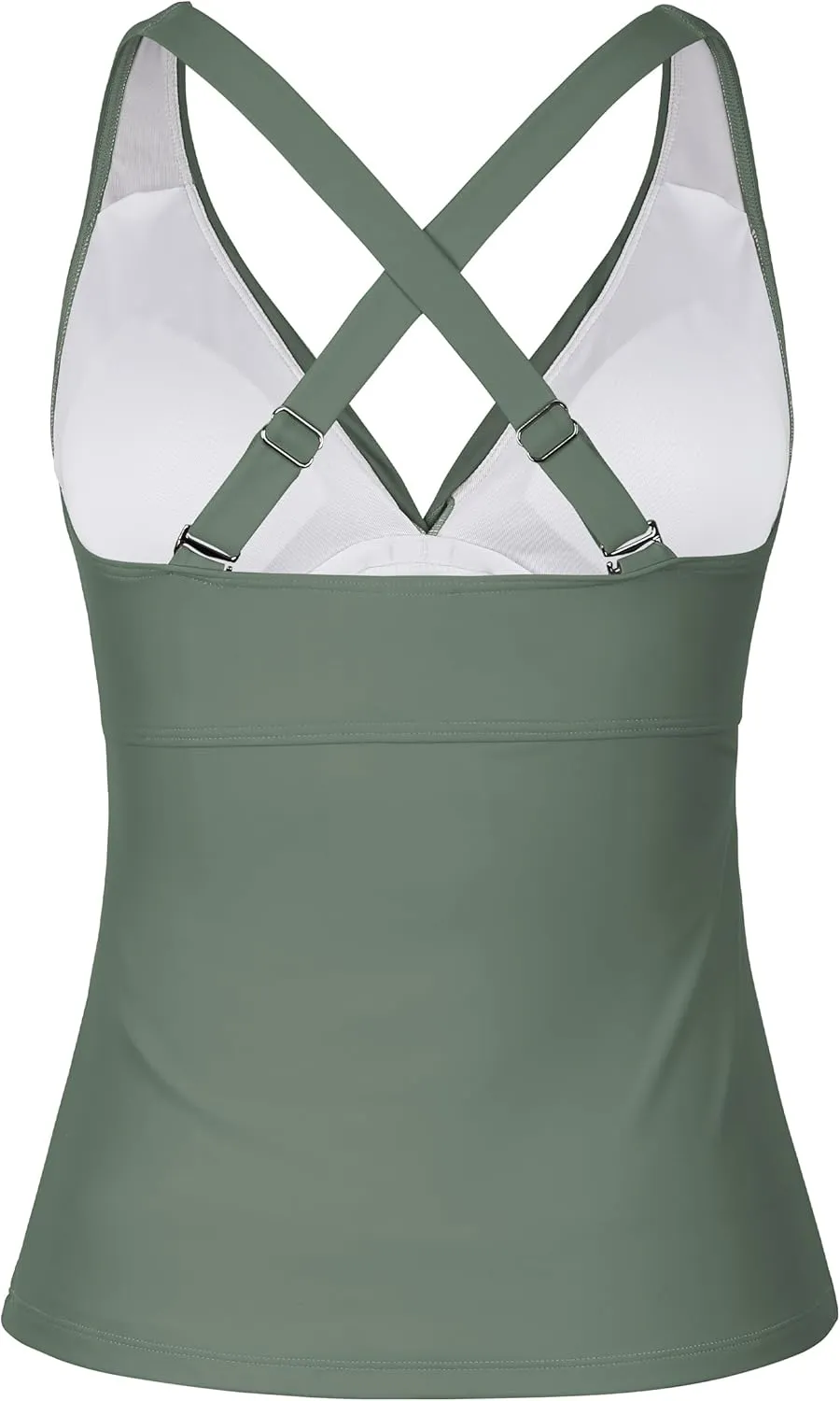 Firpearl Women Underwire Tankini Top Only Twist V Neck Swimsuits for Big Busted Ruched Tummy Control Bathing Suits Top