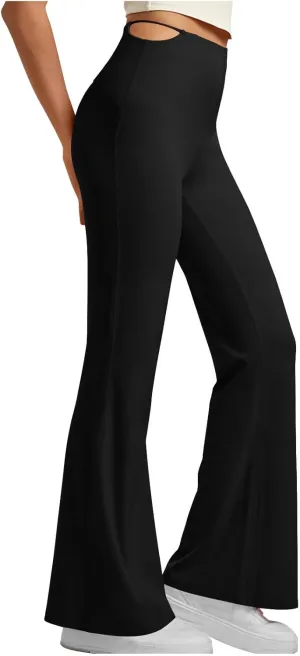 Flare Leggings for Women Cut Out Side High Waisted Bell Bottom Bootcut Yoga Pants Wide Leg Workout Leggings