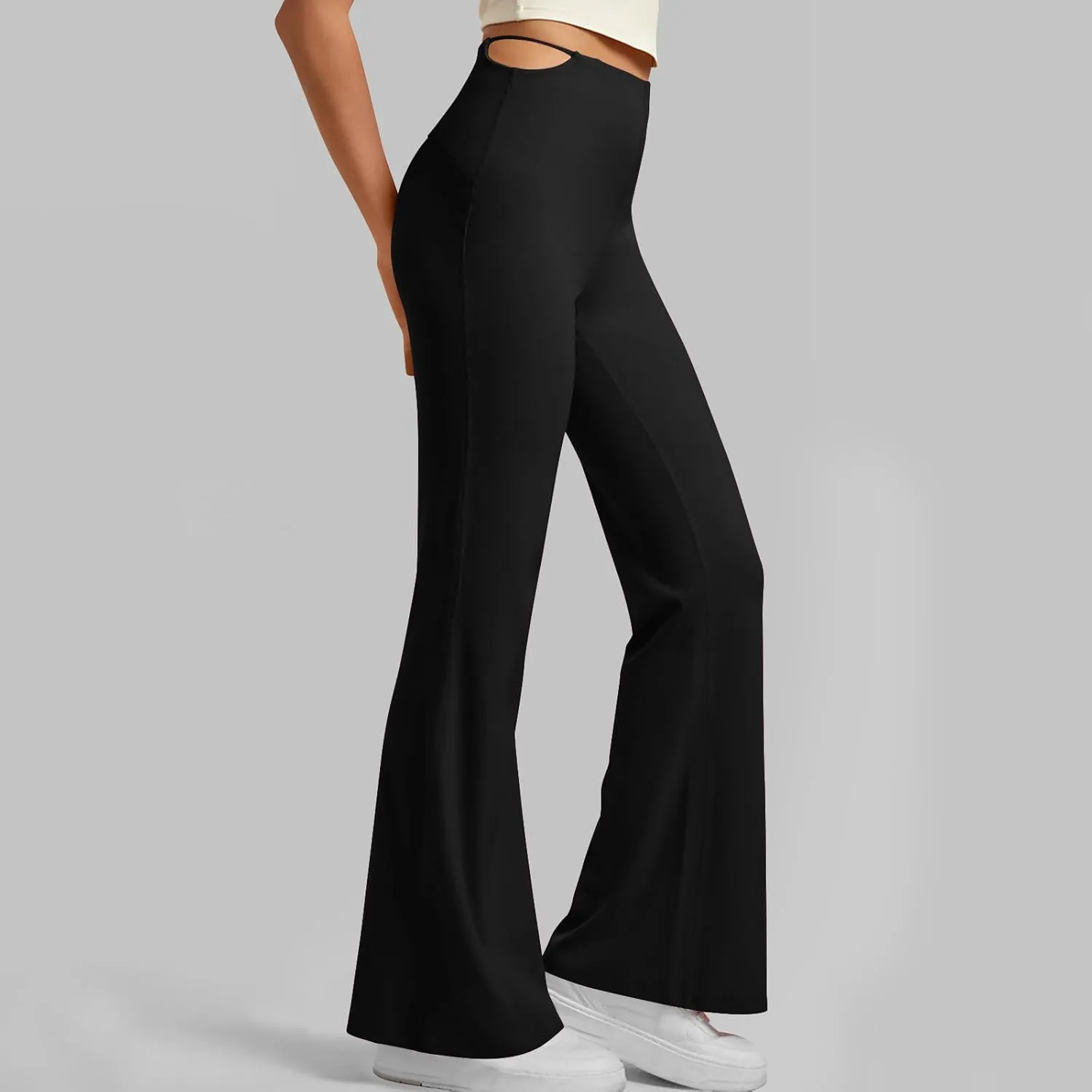 Flare Leggings for Women Cut Out Side High Waisted Bell Bottom Bootcut Yoga Pants Wide Leg Workout Leggings
