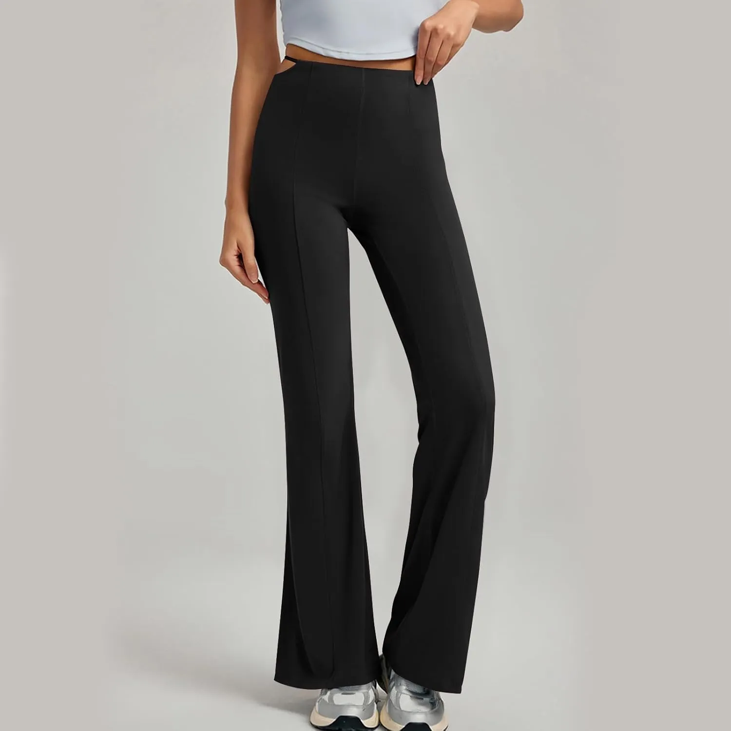 Flare Leggings for Women Cut Out Side High Waisted Bell Bottom Bootcut Yoga Pants Wide Leg Workout Leggings