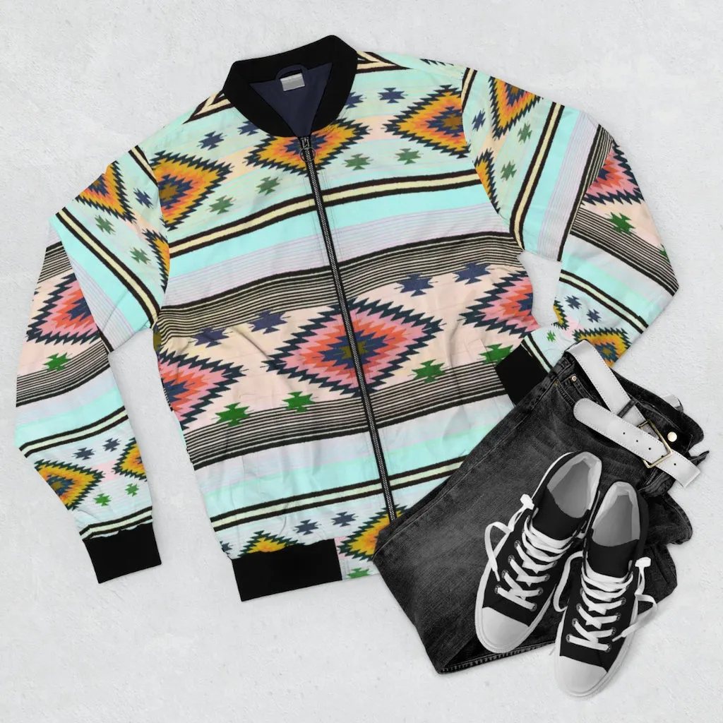 Funky Shaman Pale Mint |  Native American Lightweight Bomber Jacket