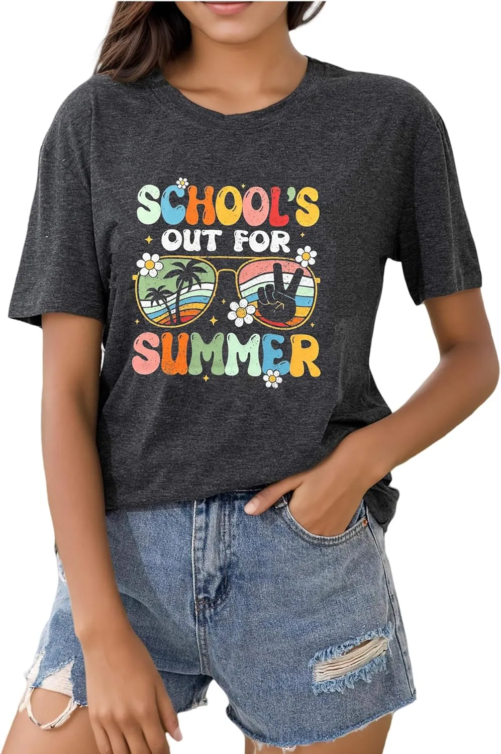 FYAPHION Last Day of School Teacher Shirt Womens Schools Out for Summer T-Shirt Teacher Appreciation Gift
