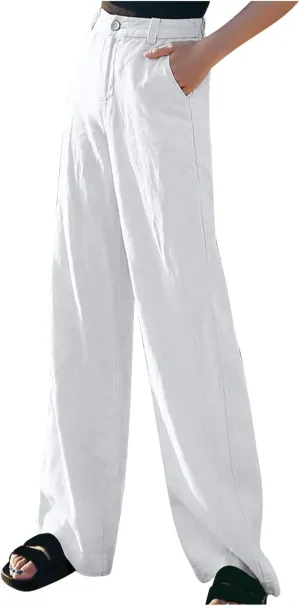 FZYLQY Womens Wide Leg Pants High Waisted Button Down Long Palazzo Pants Trousers 2025 Summer Fashion Straight Pants