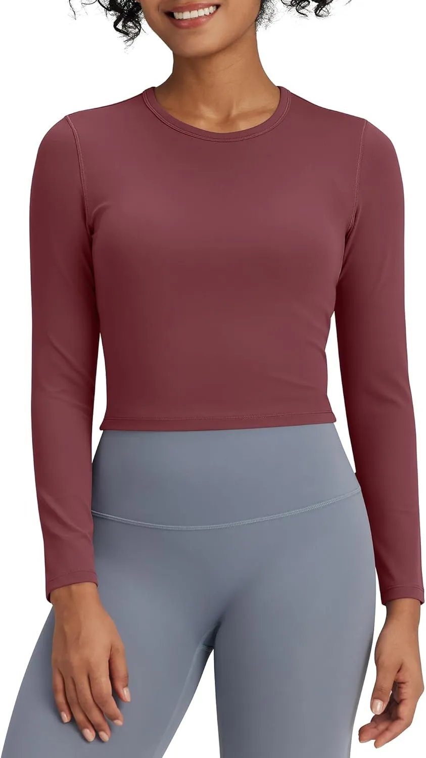 G4Free BareFeel Long Sleeve Workout Tops for Women Slim Athletic Gym Yoga Shirt Cropped Basic Tight Shirt