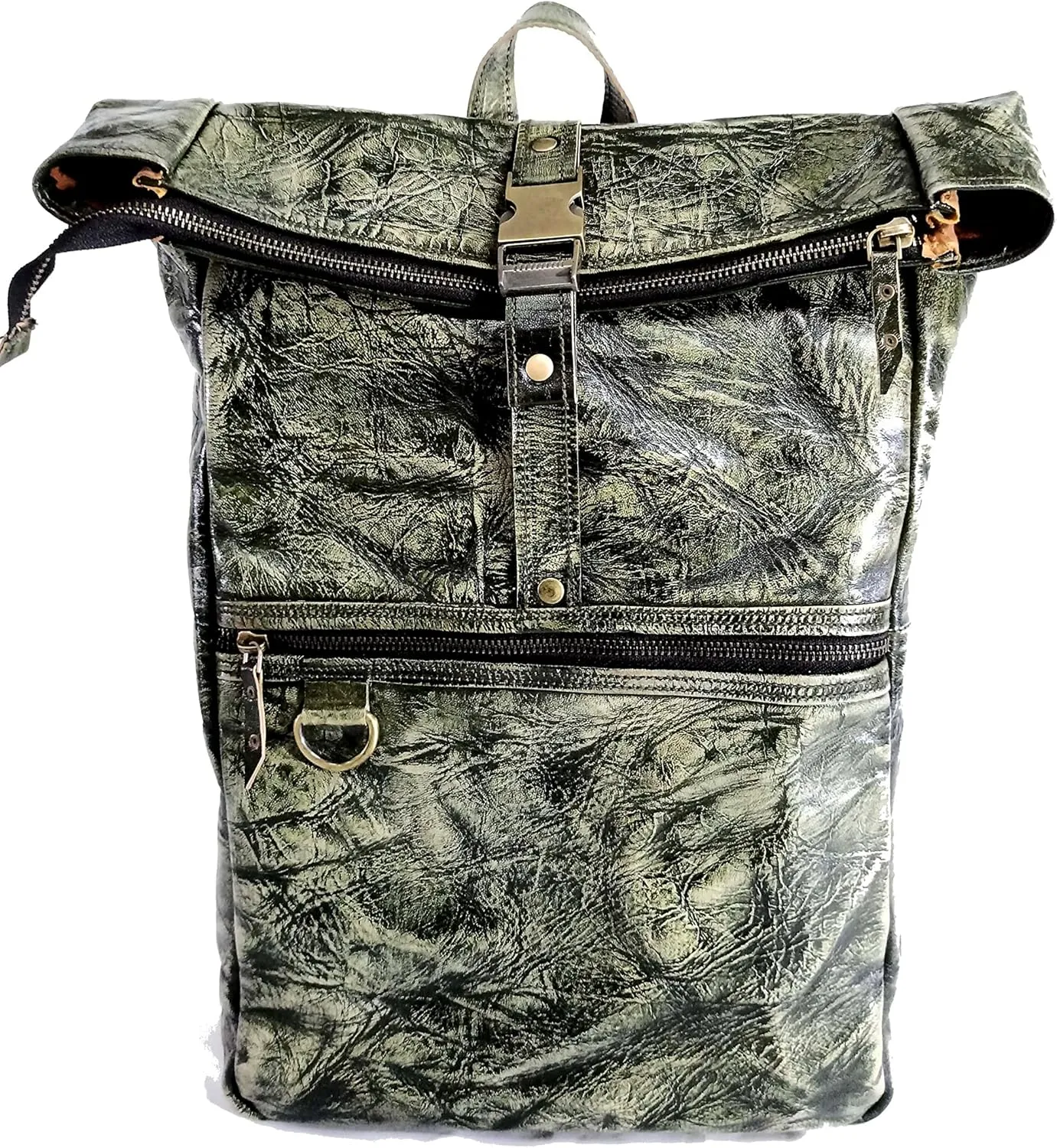Genuine Leather 15.6 inch Laptop Backpack for Man and Women College Casual Backpack Travel Bag (M)