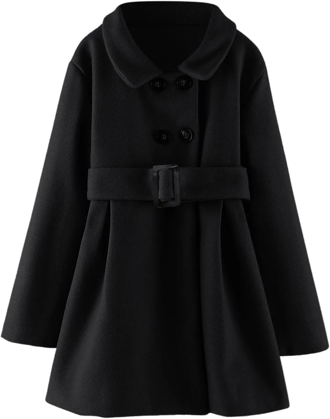 Girls Dress Coat Toddler Kids Winter Warm Jacket Long Sleeve Button Trench Coat Pocket Peacoat Outerwear