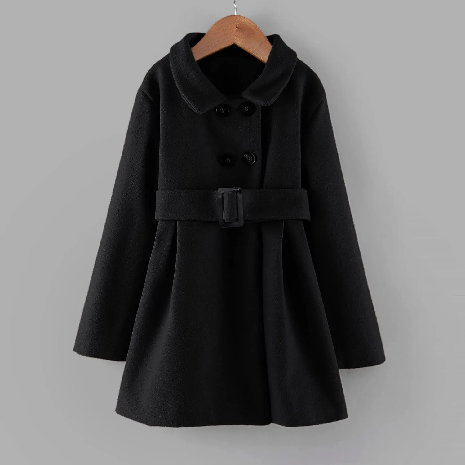 Girls Dress Coat Toddler Kids Winter Warm Jacket Long Sleeve Button Trench Coat Pocket Peacoat Outerwear