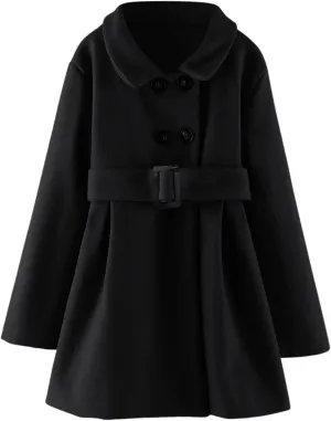 Girls Dress Coat Toddler Kids Winter Warm Jacket Long Sleeve Button Trench Coat Pocket Peacoat Outerwear