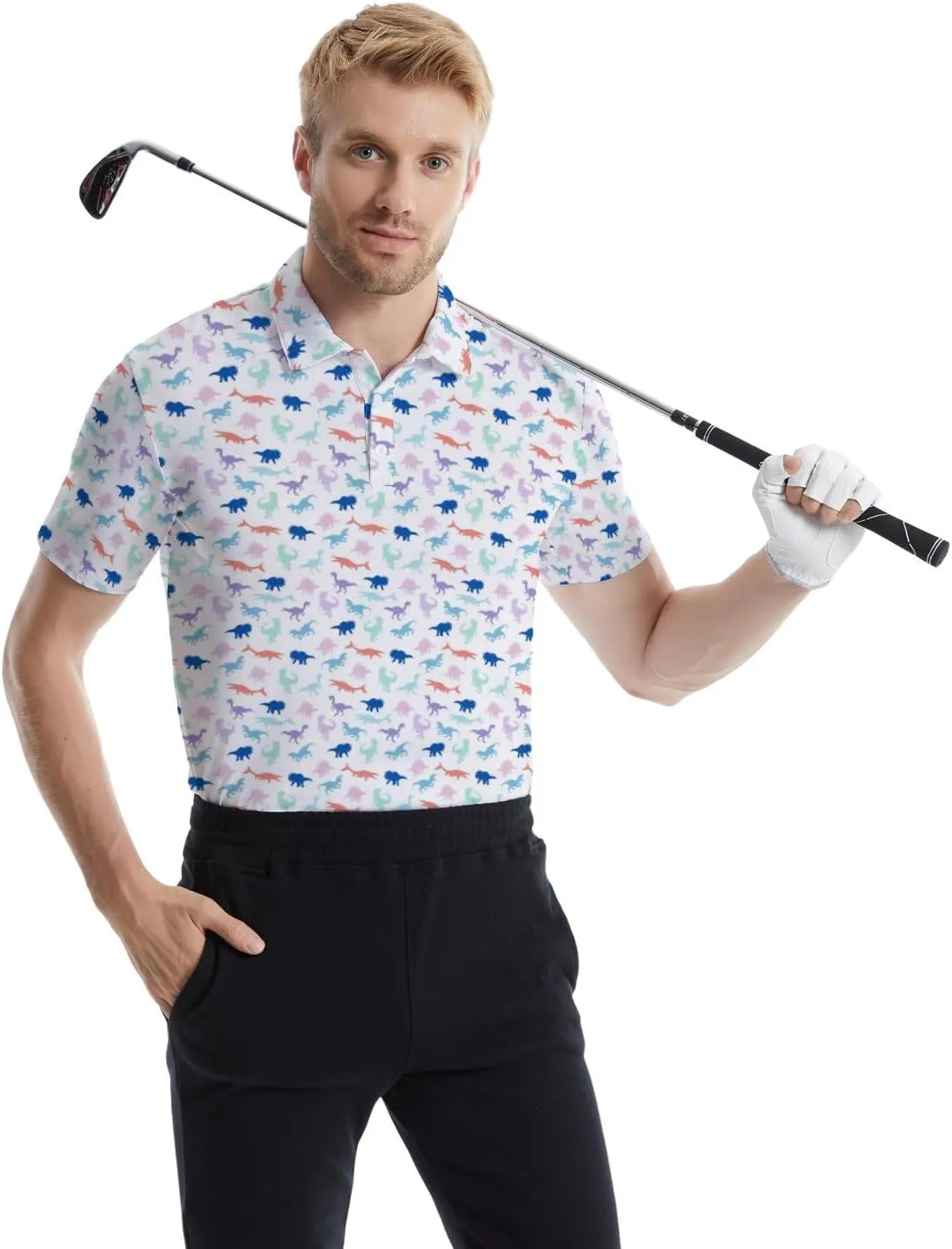 Golf Polos for Men Funny Moisture Wicking Golf Shirts Performance Quick-Dry Polo Shirts Short Sleeve