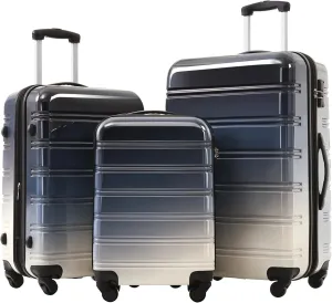 Hardshell Luggage Sets 3 Piece Gradient Color Expandable Suitcase With Spinner Wheels And Tsa Lock Lightweight 20" 24" 28" Available,Gradient Black