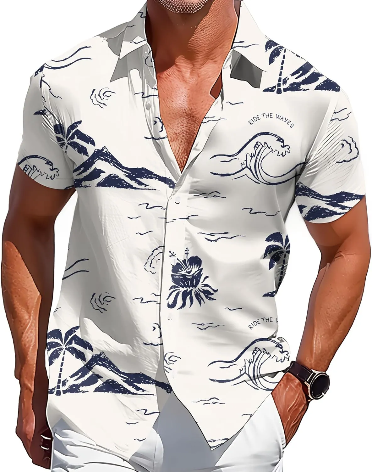 Hawaiian Shirt for Men Short Sleeve Button Down Shirts Summer Beach Tropical Vacation Shirts Camp Collar Shirt