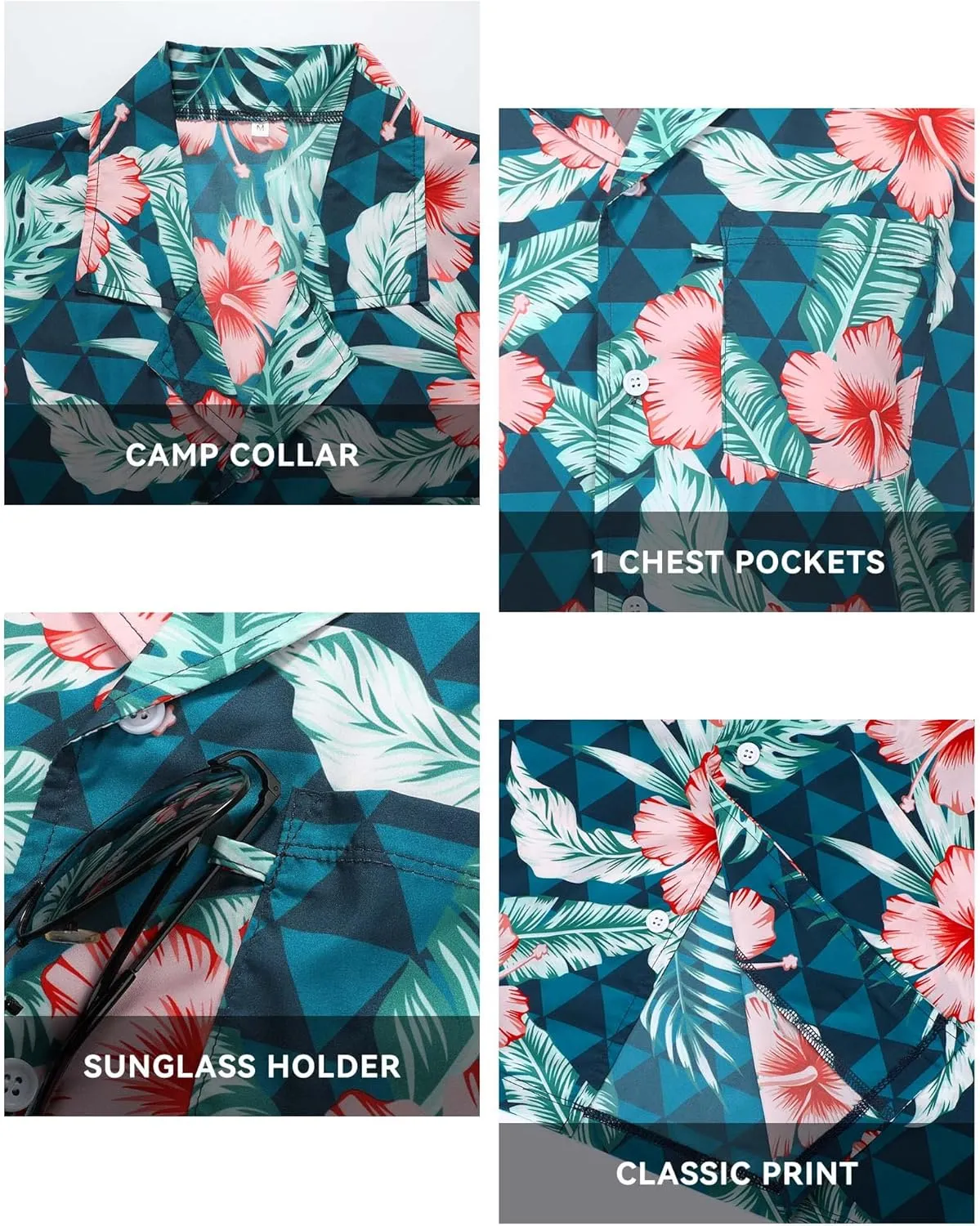 Hawaiian Shirts for Men Short Sleeve Casual Button Down Shirt Summer Beach Aloha Shirt Holiday Party Tropical Print