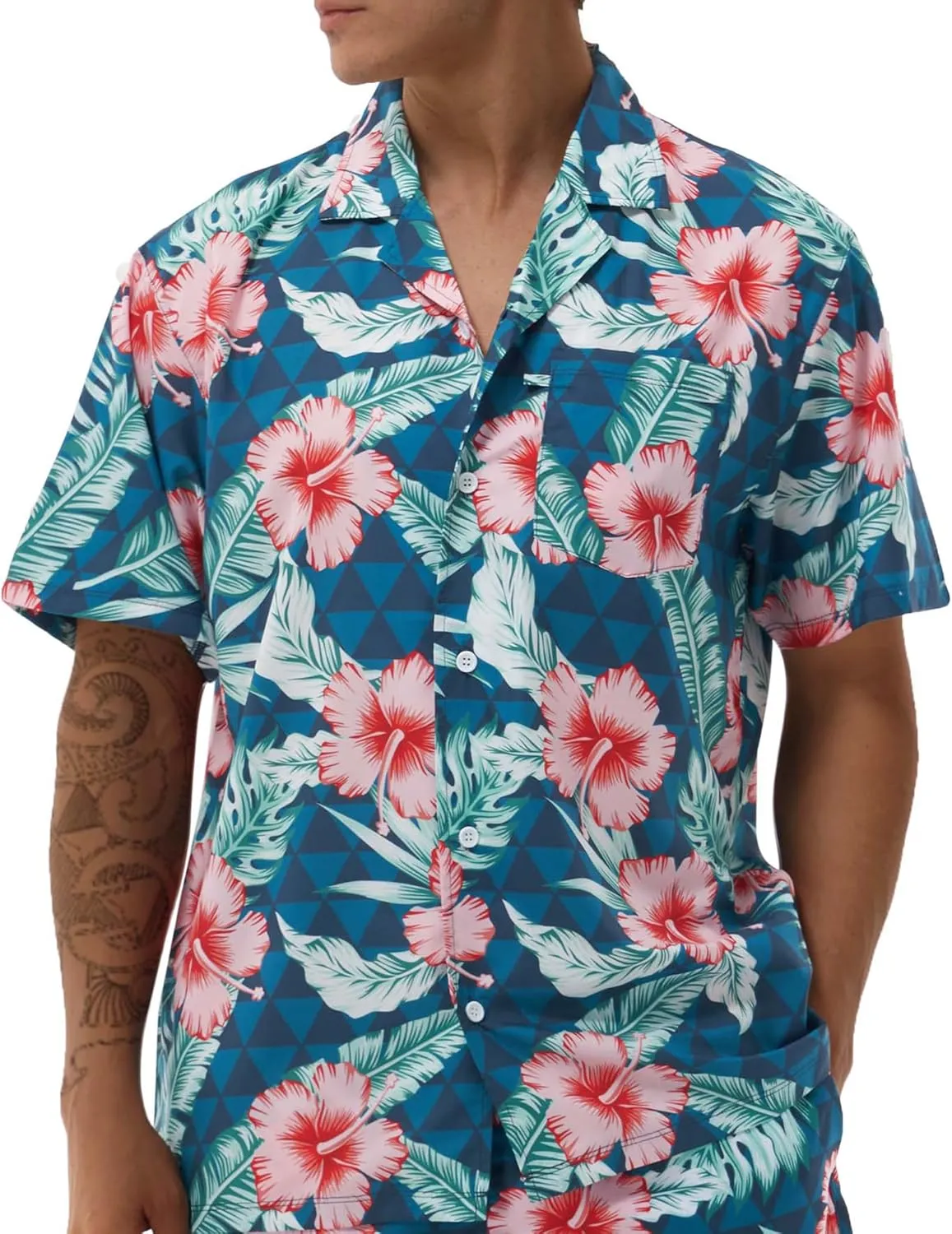 Hawaiian Shirts for Men Short Sleeve Casual Button Down Shirt Summer Beach Aloha Shirt Holiday Party Tropical Print