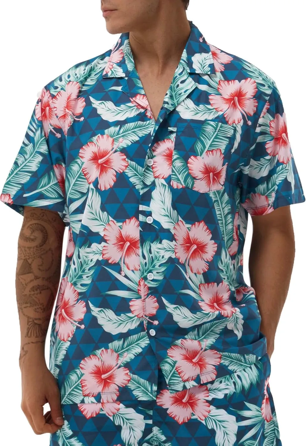 Hawaiian Shirts for Men Short Sleeve Casual Button Down Shirt Summer Beach Aloha Shirt Holiday Party Tropical Print