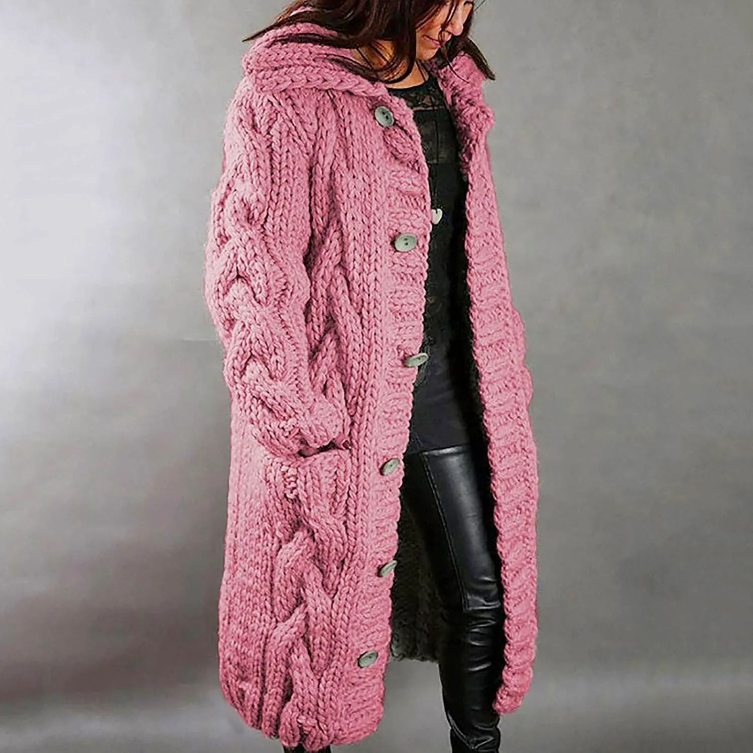 Heavyweight Hoodless Sweaters for Womon Oversized Coat Long Open Front Chunky Knit Sweater Cardigans Jackets