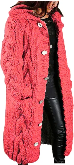 Heavyweight Hoodless Sweaters for Womon Oversized Coat Long Open Front Chunky Knit Sweater Cardigans Jackets