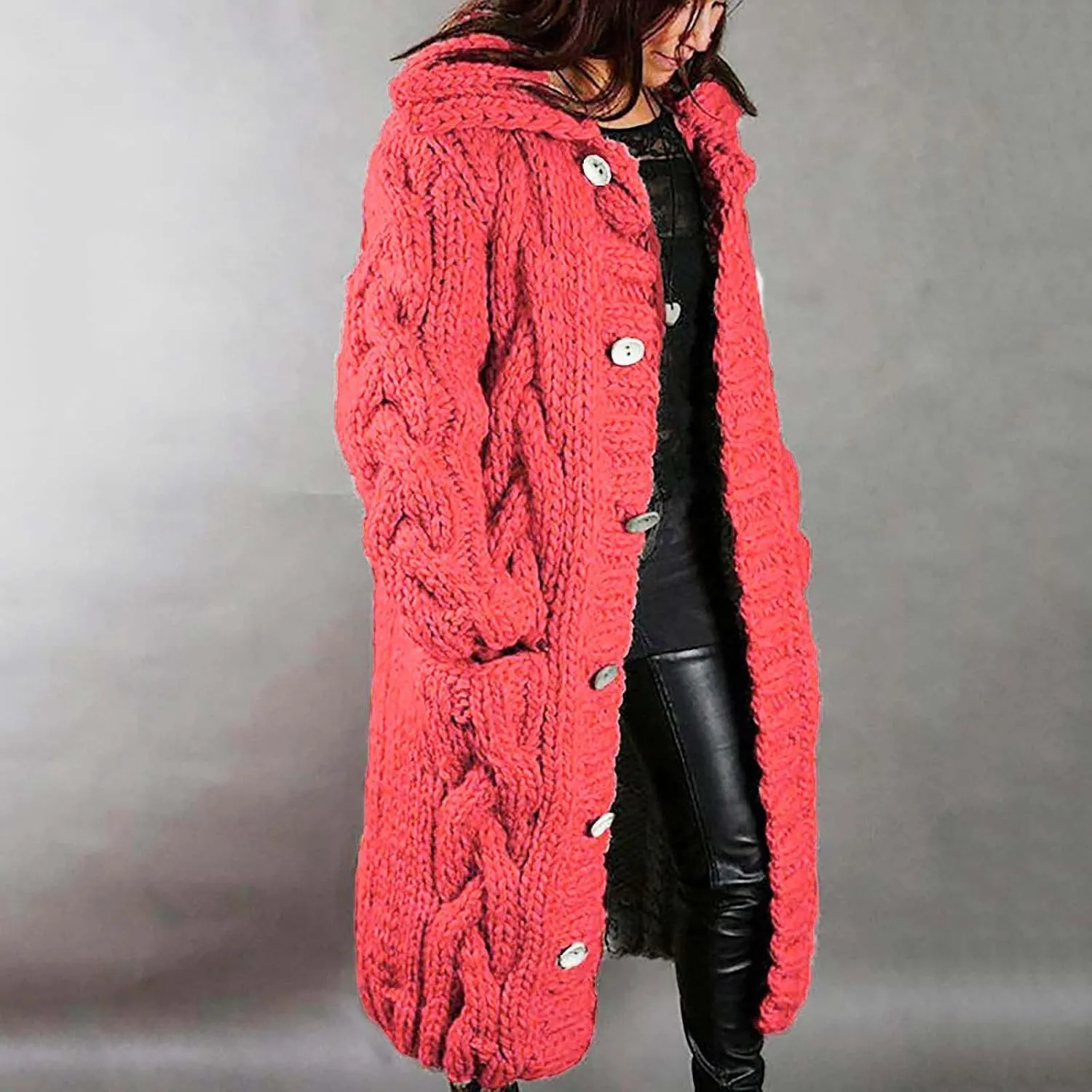 Heavyweight Hoodless Sweaters for Womon Oversized Coat Long Open Front Chunky Knit Sweater Cardigans Jackets