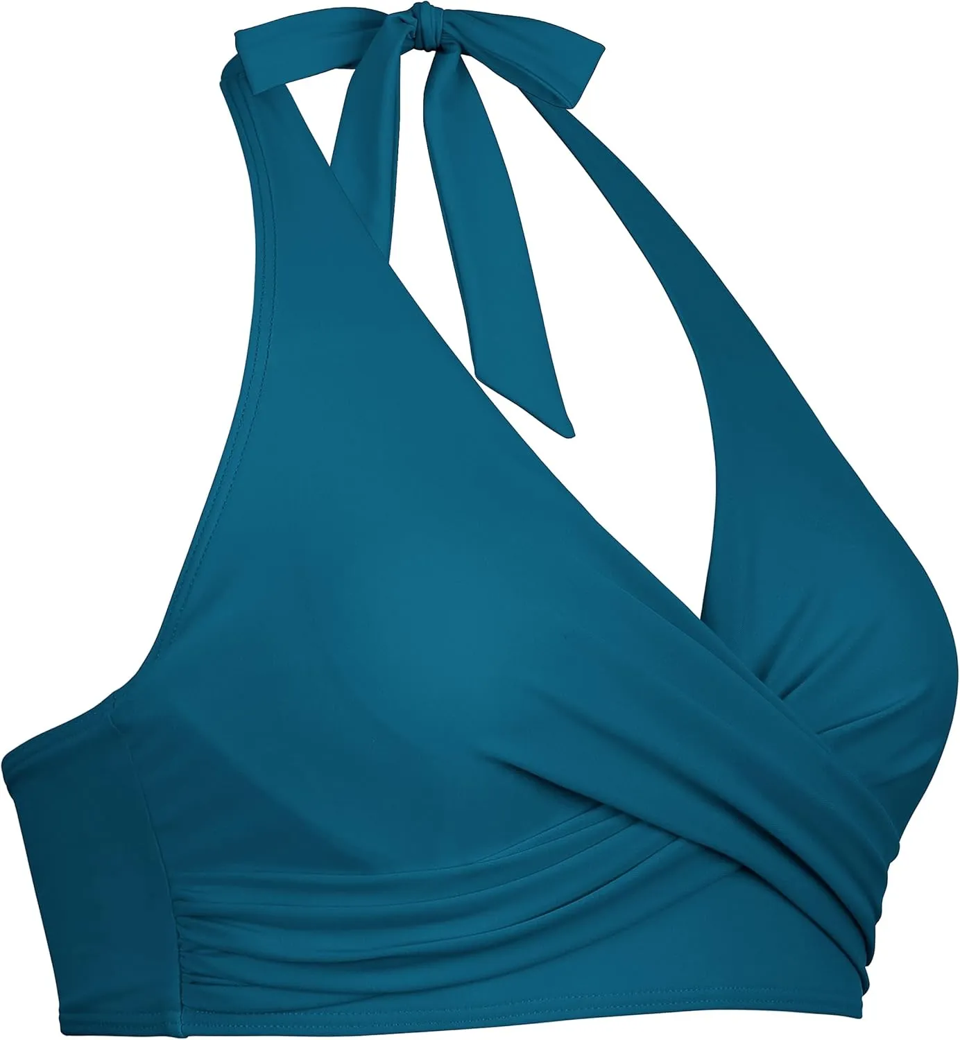 Hilor Women's Underwire Bikini Tops Halter V Neck Bathing Suit Top Swimsuit Push Up Twist Front Swim Top Only