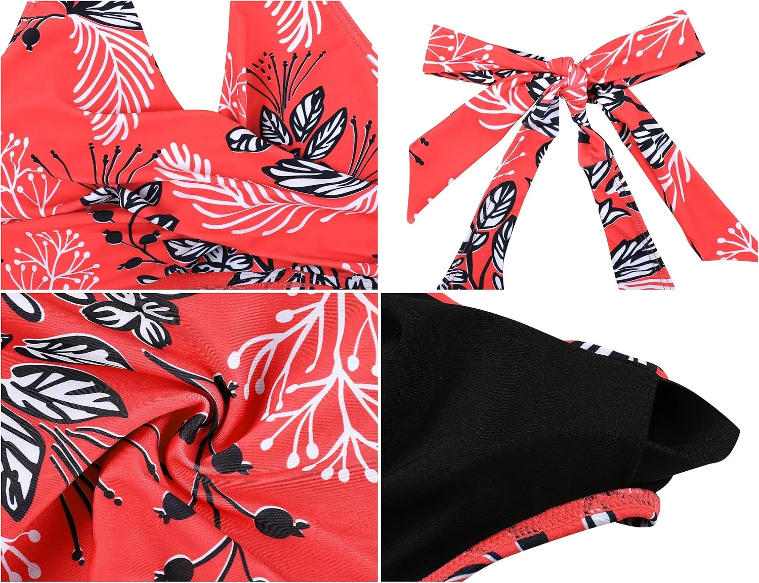 Hilor Women's Underwire Bikini Tops Halter V Neck Bathing Suit Top Swimsuit Push Up Twist Front Swim Top Only