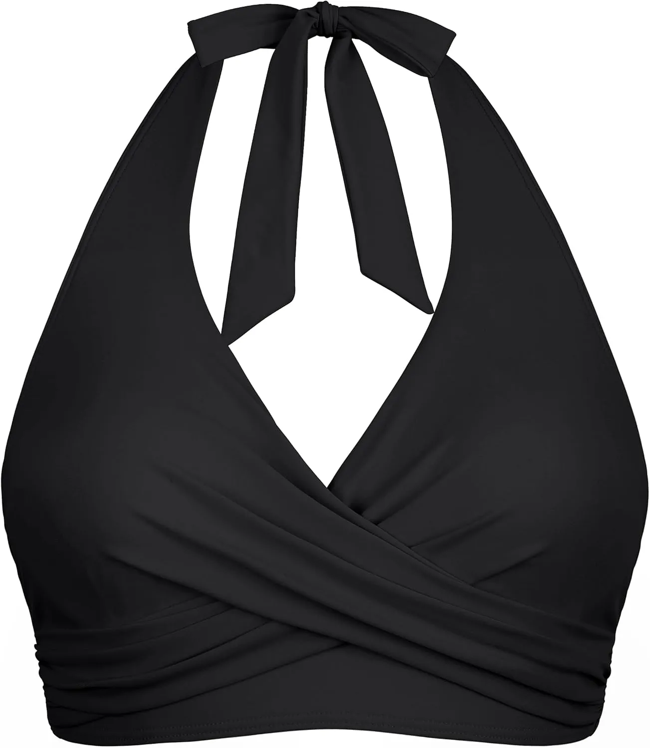 Hilor Women's Underwire Bikini Tops Halter V Neck Bathing Suit Top Swimsuit Push Up Twist Front Swim Top Only