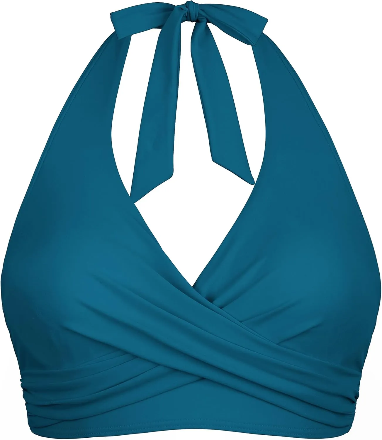 Hilor Women's Underwire Bikini Tops Halter V Neck Bathing Suit Top Swimsuit Push Up Twist Front Swim Top Only
