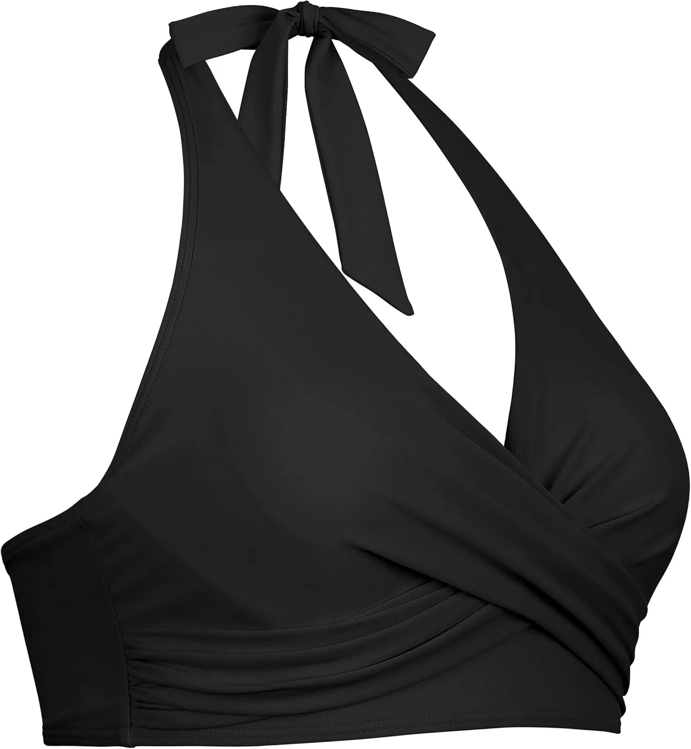 Hilor Women's Underwire Bikini Tops Halter V Neck Bathing Suit Top Swimsuit Push Up Twist Front Swim Top Only