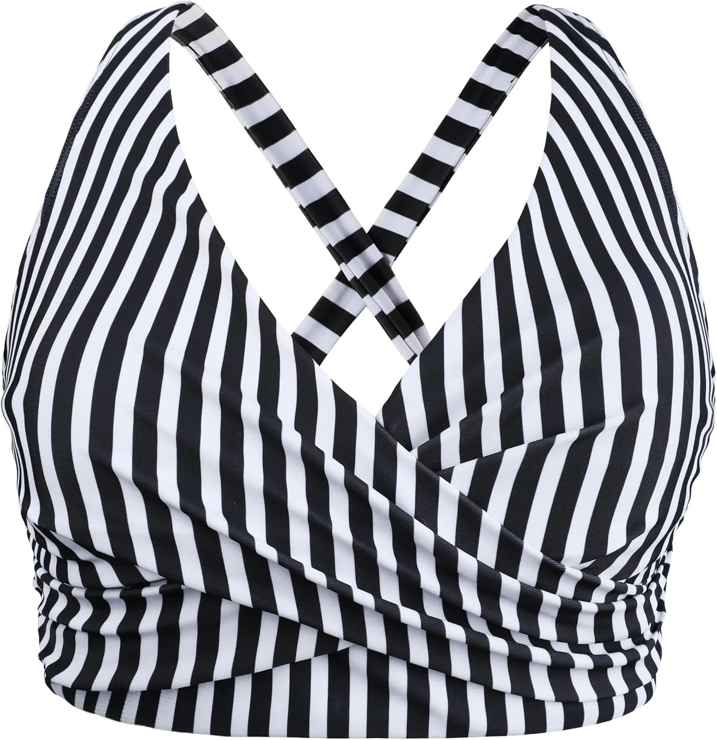 Hilor Women's Underwire Bikini Tops Push Up Criss Cross Swim Top Swimsuit Sexy V Neck Bikini Bathing Suit Top Only