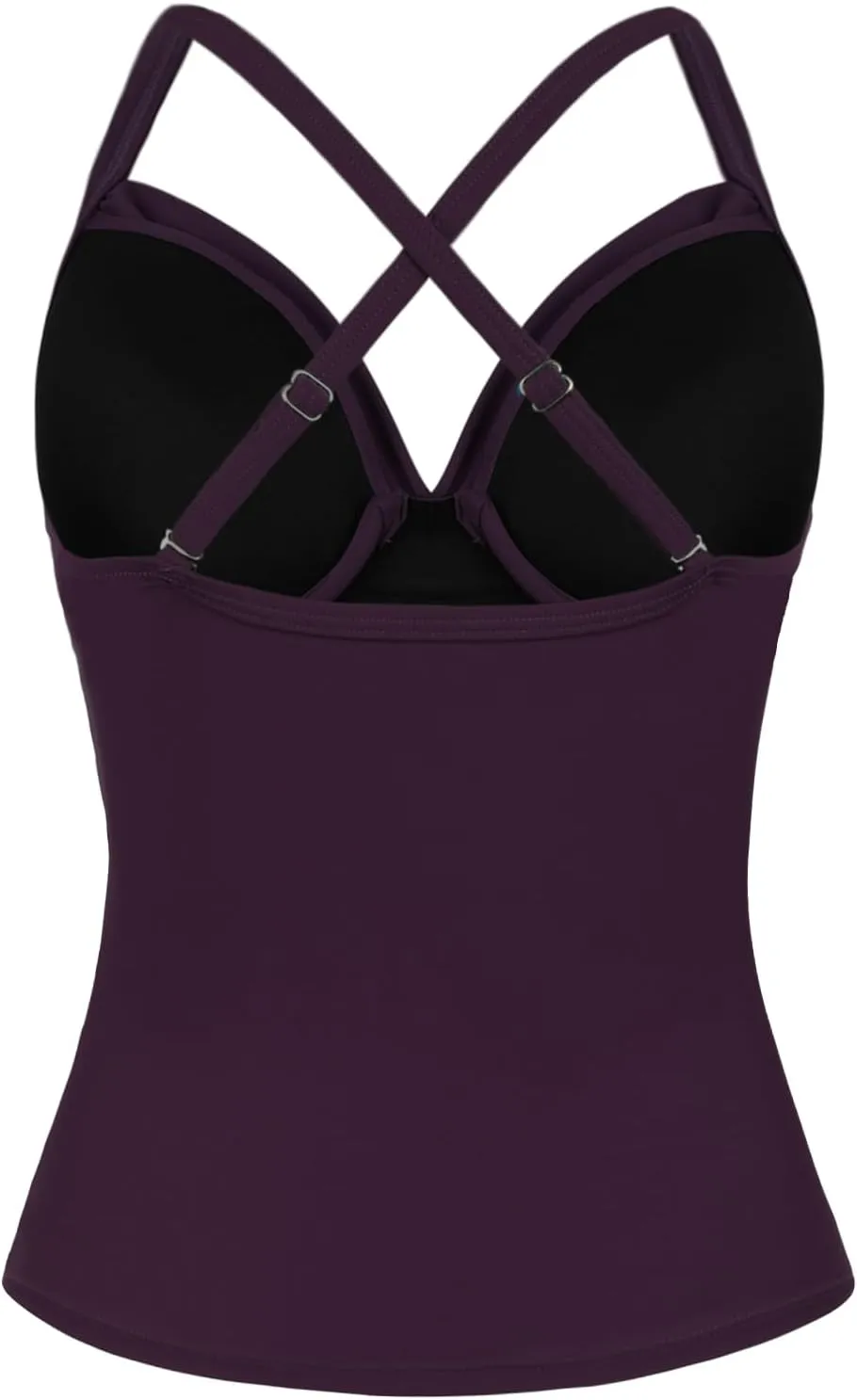 Hilor Women's Underwire Tankini Top Swimwear Twist V Neck Swimsuits for Big Busted Tummy Control Bathing Suits Top Only