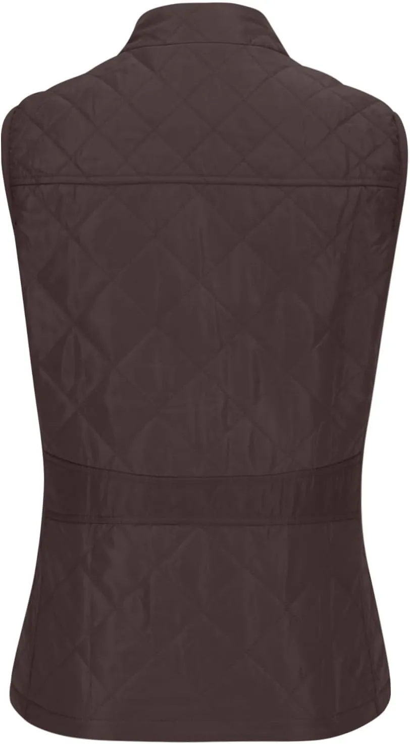 hlysgo Women's Quilted Vest, Stand Collar Lightweight Zip Pockets Padded Gilet Sleeveless Zipper Coat Jacket Outwear