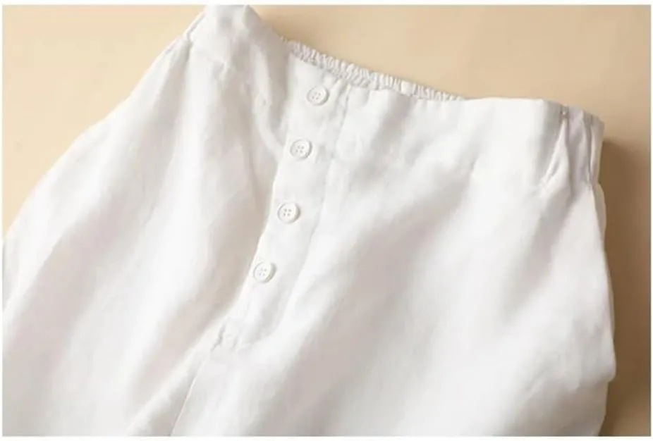 Hndudnff Women Button Solid Ankle-Length Pants Casual Elastic Waist Harem Pant Office Work Pants