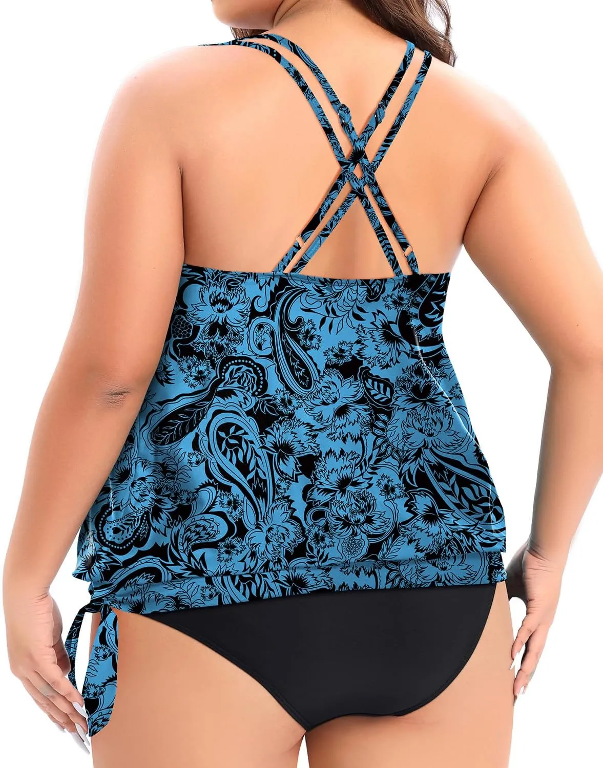 Holipick Plus Size Tankini Tops for Women Blouson Tummy Control Swim top Loose Fit Bathing Suit Top No Bottom