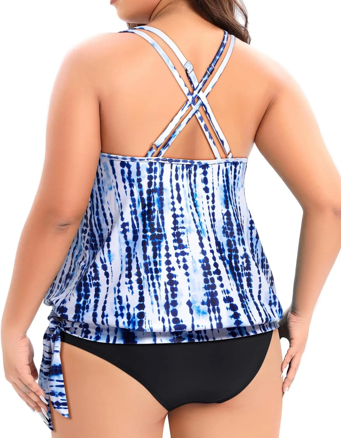 Holipick Plus Size Tankini Tops for Women Blouson Tummy Control Swim top Loose Fit Bathing Suit Top No Bottom