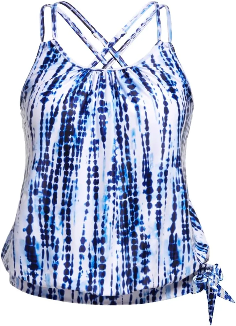 Holipick Plus Size Tankini Tops for Women Blouson Tummy Control Swim top Loose Fit Bathing Suit Top No Bottom