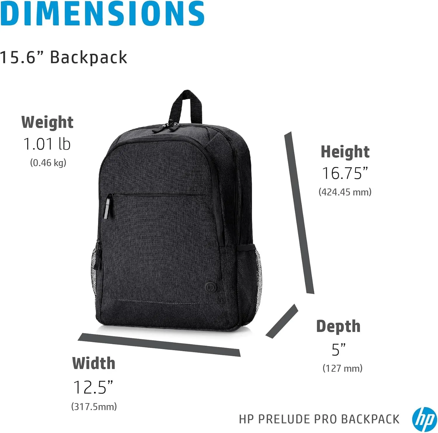 HP Prelude Pro Backpack - Fits 15.6" Laptops - Durable Fabric w/ Water-resistant Coating - Padded Compartment, Zipper & Slip Compartments - Adjustable Padded Shoulder Straps (#4Z513AA)