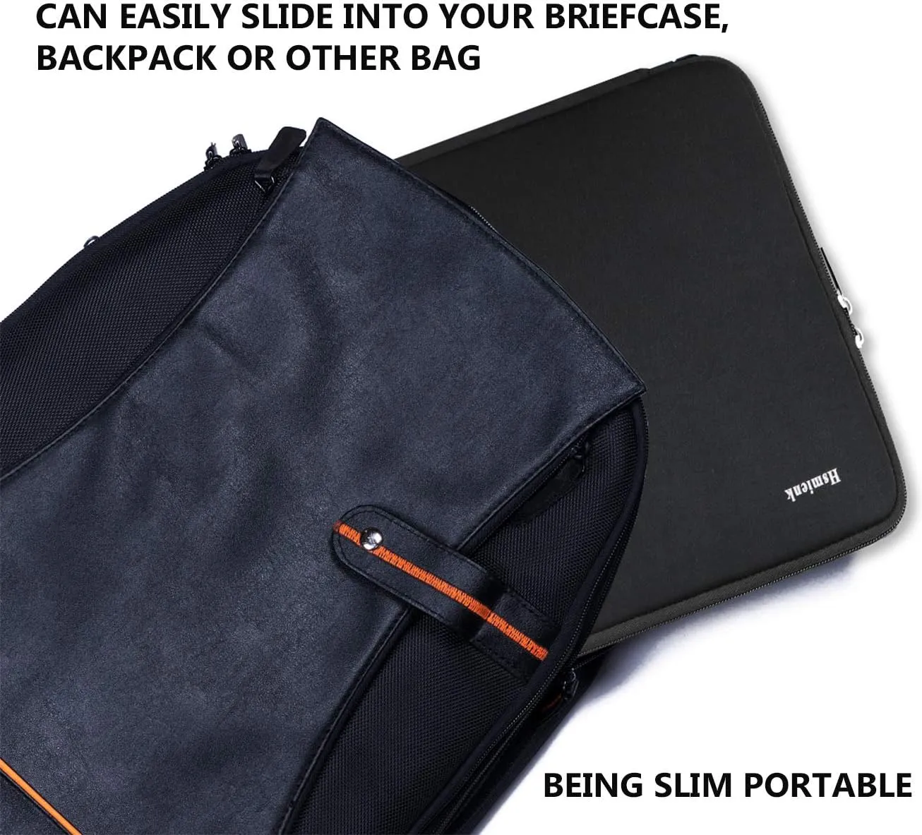 Hsmienk Laptop Sleeve, 15.6 Inch, Durable Shockproof Protective Cover, Compatible with HP, ASUS, Lenovo, Acer, Notebook, Computer, Black