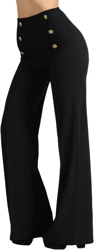 J. LOVNY Womens Sailor Bell Bottom High Waist Long Pants Made in USA S-3XL
