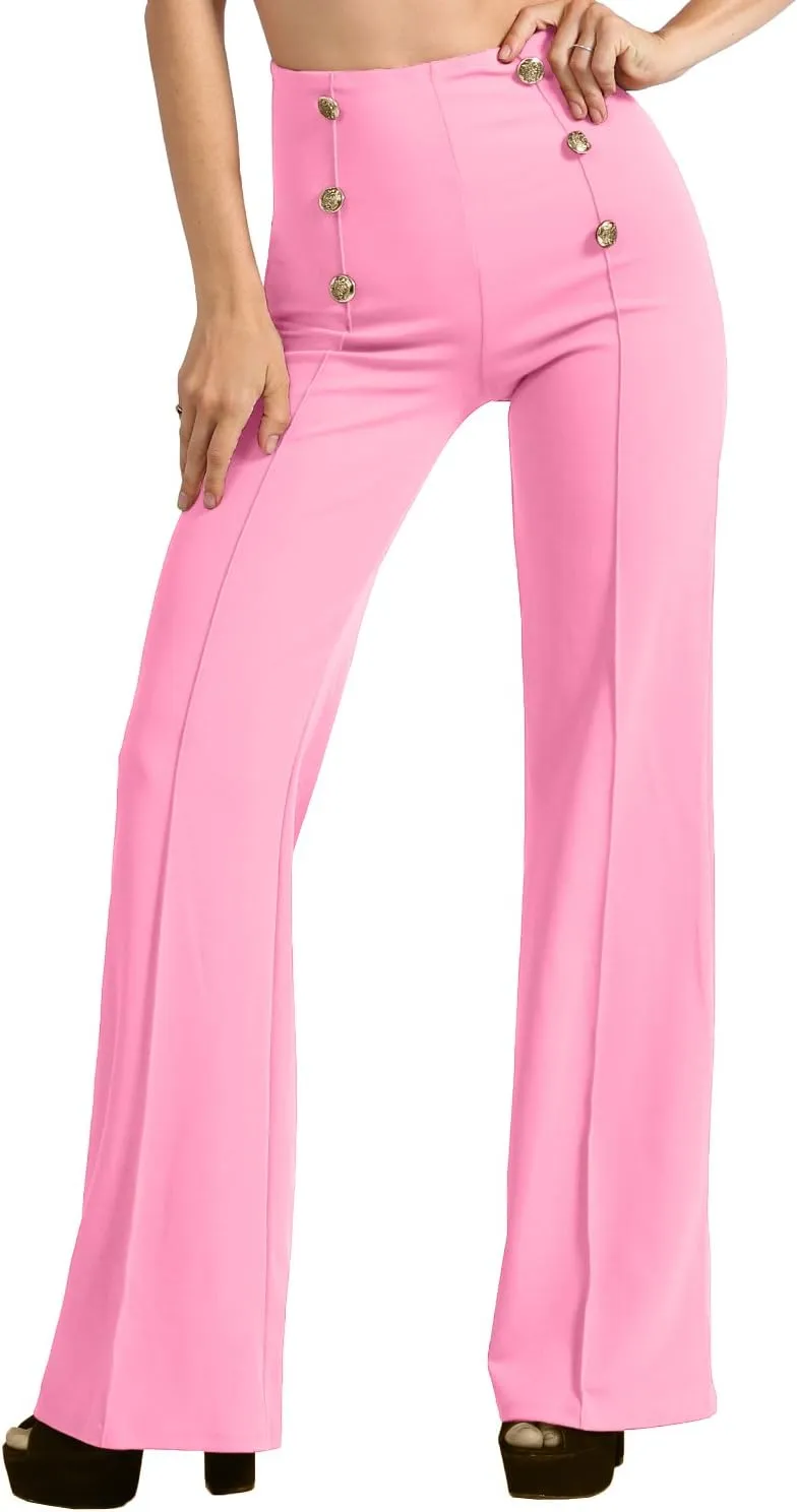 J. LOVNY Womens Sailor Bell Bottom High Waist Long Pants Made in USA S-3XL