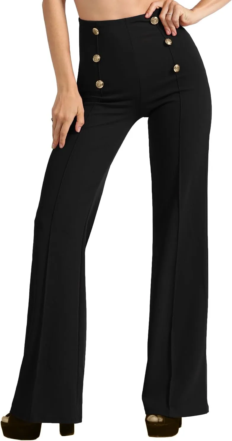 J. LOVNY Womens Sailor Bell Bottom High Waist Long Pants Made in USA S-3XL