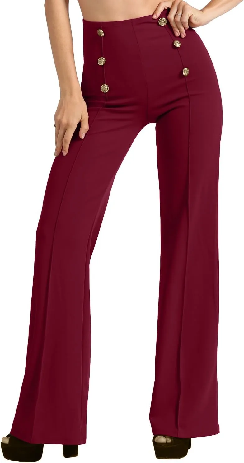 J. LOVNY Womens Sailor Bell Bottom High Waist Long Pants Made in USA S-3XL