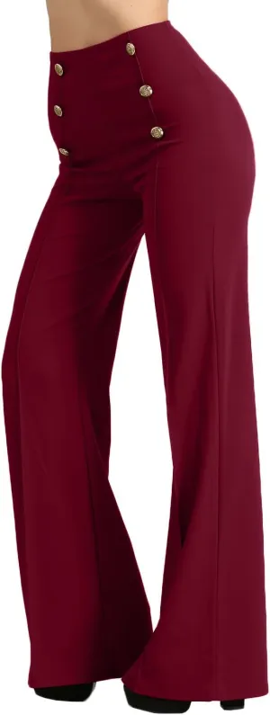 J. LOVNY Womens Sailor Bell Bottom High Waist Long Pants Made in USA S-3XL
