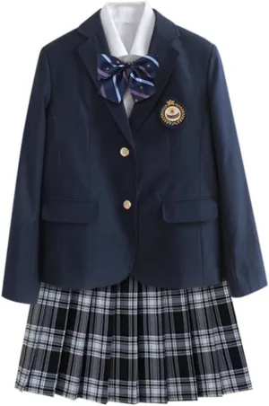 Japanese School Girl Uniform JK Uniform 2 Button Single Breasted Blazer Suit Jacket Preppy Style Outfit for Women