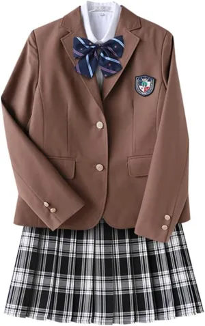 Japanese School Girl Uniform JK Uniform 2 Button Single Breasted Blazer Suit Jacket Preppy Style Outfit for Women