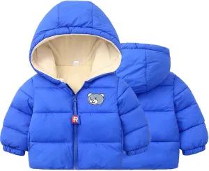 Kids Toddler Baby Girls Boys Winter Warm Thick Cotton Long Sleeve Bear Hooded Padded Clothes Coat Girls Ski