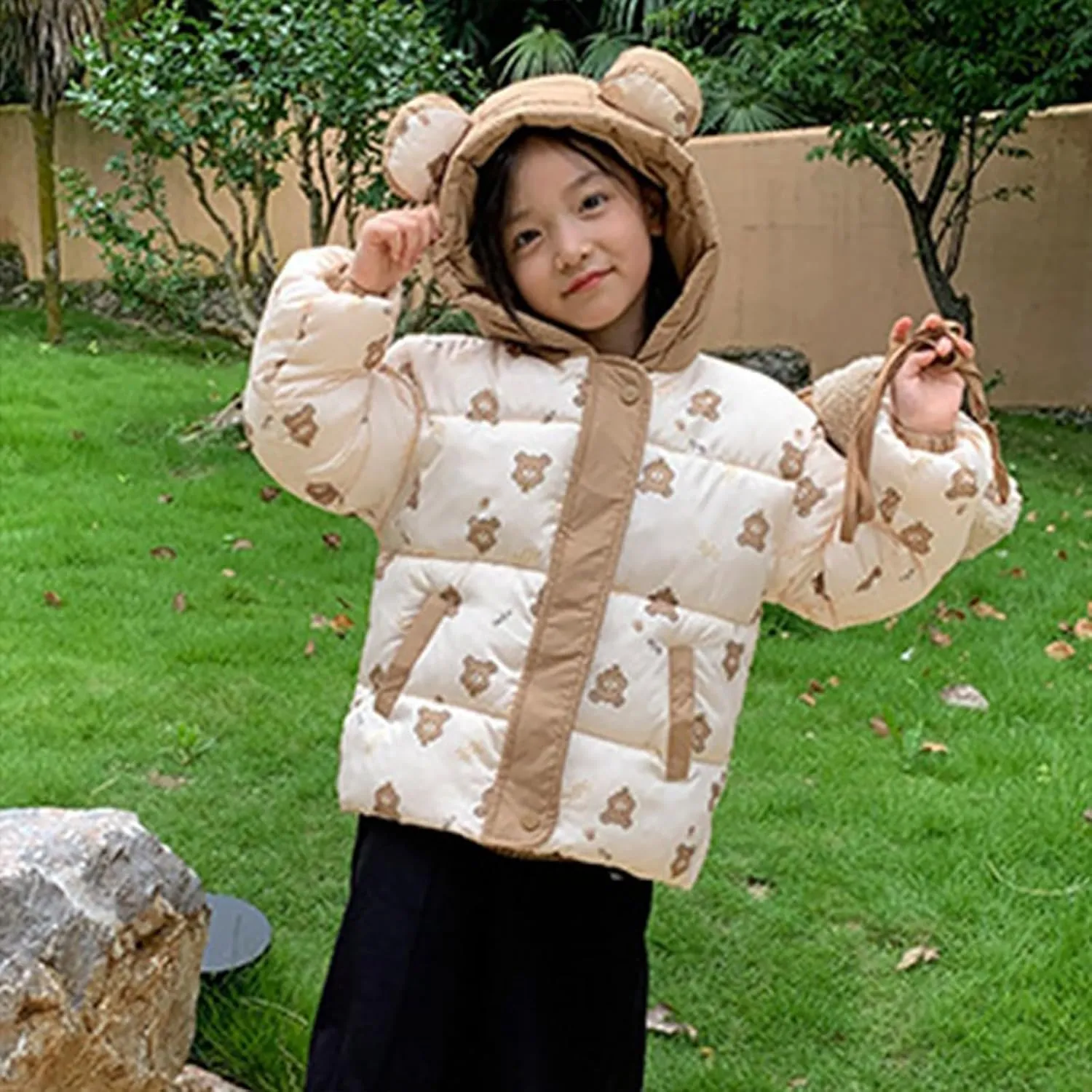 Kids Toddler Baby Girls Boys Winter Warm Thick Solid Cotton Long Sleeve Padded Jacket Coat Clothes Boy Hooded Jacket