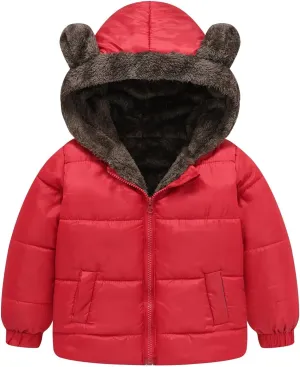 Kids Winter Coat Boys and Girls Middle Children Solid Color Ears Cute Pocket Short Cotton Padded Boys Coats Size 8